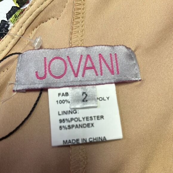 Jovani Sheer Embroidered Over Lace Plunging Neck Cocktail  Dress Whimsical Gothi - Picture 11 of 11